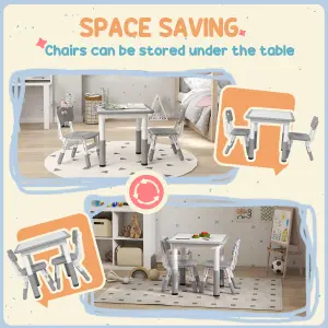 AIYAPLAY 3 Pcs Height Adjustable Kids Table and Chair Set for Playroom - Grey