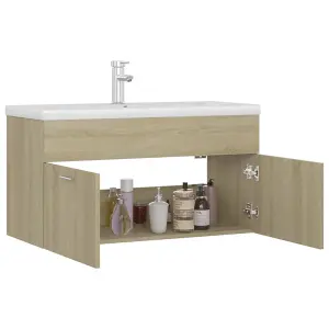 Berkfield Sink Cabinet with Built-in Basin Sonoma Oak Engineered Wood