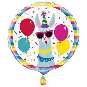 Unique Party Happy Birthday Foil Llama Foil Balloon Multicoloured (One Size)