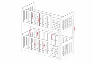 Konrad Contemporary Solid Pine Bunk Bed with Cot Bed in White (L)1980mm (H)1750mm (W)980mm