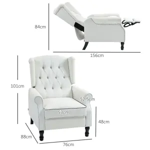 HOMCOM Manual Reclining Armchair Recliner with Footrest Cream White