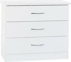 Nevada 3 Drawer Chest White This range comes flat-packed for easy home assembly. Instructions and fixing kits included.