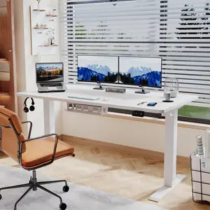 Hieronymus Electric Height Adjustable T-Shape Standing Desk White / White / 122 x 160 x 60 cm