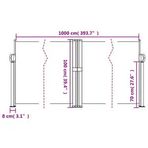 Retractable Side Awning Blue / 100" H x 1000" W