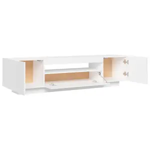 Berkfield TV Cabinet with LED Lights White 160x35x40 cm