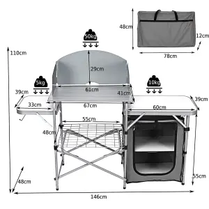 Costway Outdoor Camping Table with Storage Lightweight & Portable Grill Table