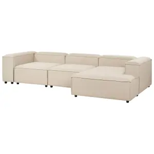 Left-Hand Corner Sofa ARDAL Beige Fabric 3 Seater Left Hand