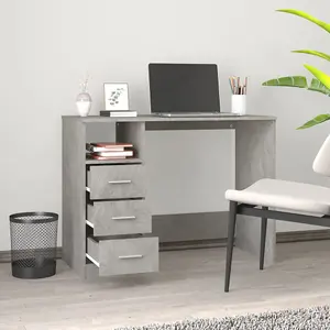 Berkfield Desk with Drawers Concrete Grey 102x50x76 cm Engineered Wood