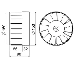 Bathroom Inline Extractor Fan 150mm / 6" with Timer Ventilator