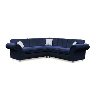 Windsor Midnight Large Corner Sofa - Silver Feet