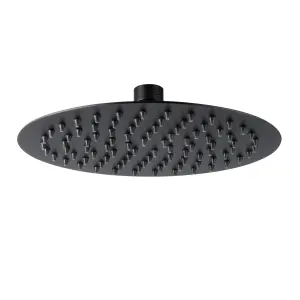 Matt Black Round Concealed Thermostatic Shower Valve Rainfall Set