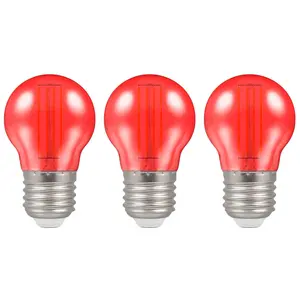 Crompton Lamps LED Golfball 4.5W E27 Harlequin IP65 Red Translucent (3 Pack)