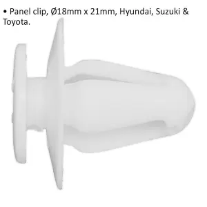 20 PACK Panel Trim Clip Fitting - 18mm x 21mm - For Hyundai Suzuki & Toyota