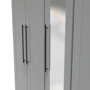 Howard Tall 5 Door 2 Drawer 1 Mirror Wardrobe in Dusk Grey (Ready Assembled)