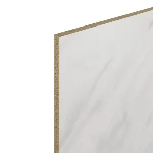 GoodHome Algiata White Marble effect Laminate & particle board Back panel, (H)600mm (W)3000mm (T)8mm