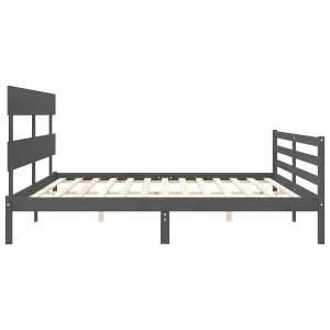 Berkfield Bed Frame with Headboard Grey 200x200 cm Solid Wood