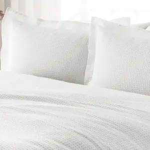 The Linen Yard Waffle Textured 100% Cotton Duvet Cover Set