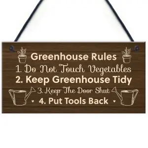 Greenhouse Rules Sign Hanging Garden Shed Sign Gift For Family Home Gift For Him Her