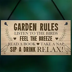 Red Ocean Garden Rules Sign Hanging Door Wall Plaque Outdoor Plaques For Garden Friendship Gift Summerhouse Sign Shed Sign