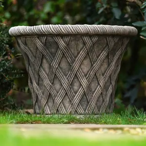 Pair of Large Elizabethan Planters British Made Stone Garden Ornament