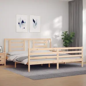 Berkfield Bed Frame with Headboard Super King Size Solid Wood