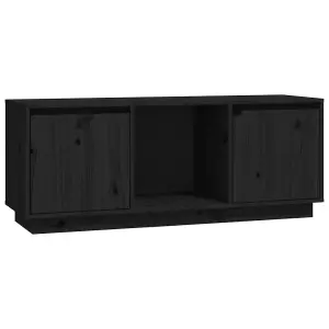 Berkfield TV Cabinet Black 110.5x35x44 cm Solid Wood Pine