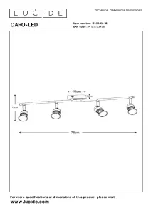 Lucide Caro-Led Modern Ceiling Spotlight Bar - LED - GU10 - 4x5W 2700K - Satin Chrome