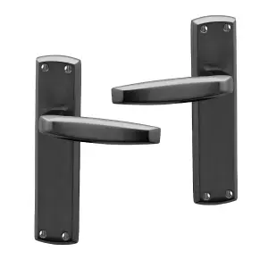 Intelligent Hardware - Internal Door Handle - Deco - Lever on Backplate - Lever Latch Furniture - Black Nickel