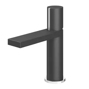 Enzo Black & Chrome Round Deck-mounted Basin Mono Mixer Tap