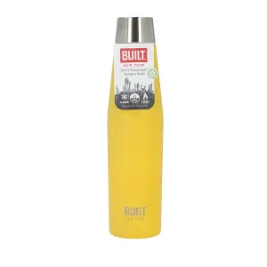 BUILT Stainless Steel Water Bottle Insulated  Sports Yellow Travel Flask 540ml