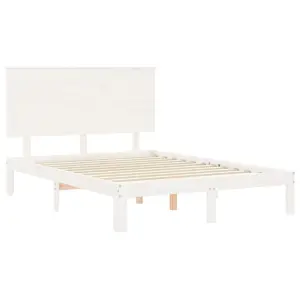 Berkfield Bed Frame with Headboard White 140x200 cm Solid Wood