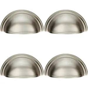 4x Victorian Cup Pull Handle Satin Nickel 92 x 46mm 76mm Fixing Centres