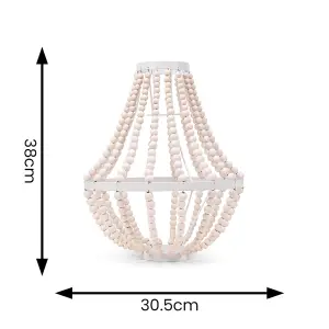 ValueLights Elodie Easy Fit Shabby Chic Natural Beaded Hanging Chandelier Ceiling Light Shade - Bulb Included