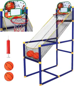 Portable Indoor/Outdoor Basketball Stand, Hoop, Net & Backboard Set Arcade Game for Kids & Adults Fun Indoor Sports Game