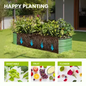 240cm W Light Green Oval Garden Three-grid Metal Raised Bed Galvanized Raised Planter Box Outdoor Raised Garden Bed Kit