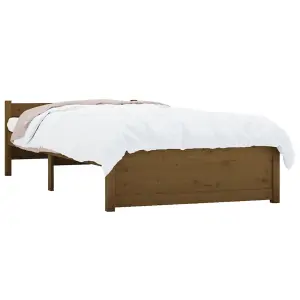 Berkfield Bed Frame Honey Brown Solid Wood 75x190 cm Small Single