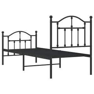 Berkfield Metal Bed Frame with Headboard and Footboard Black 75x190 cm