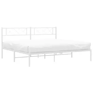 Berkfield Metal Bed Frame with Headboard White 200x200 cm