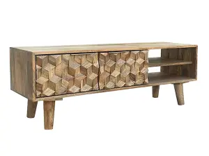 Geometric TV Unit - Mango Wood - L35 x W118 x H41 cm - Mango Light Finish