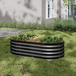 Anthracite Oval Garden Galvanized steel Raised Garden Bed Raised Planter Box Outdoor Raised Garden Bed Kit 160cm W