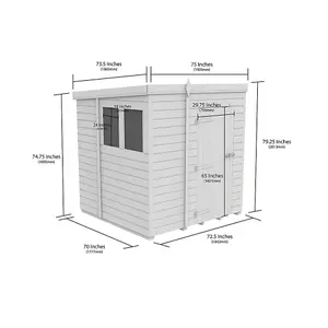 DIY Sheds 6x6 Pent Shed - Double Door With Windows