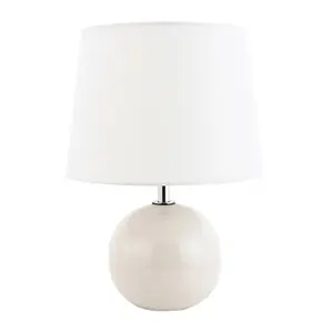 Traditional Classic Round Ceramic Table Lamp Base in Off-White Gloss Finish