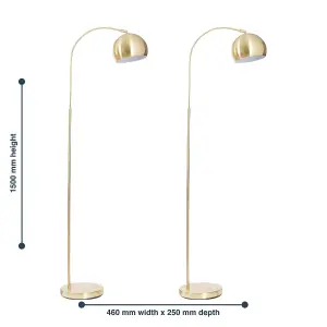 First Choice Lighting Set of 2 Satin Brass Dome Floor Lights