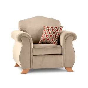 Fairhurst Soft Textured Scroll Arm Mink Fabric Armchair