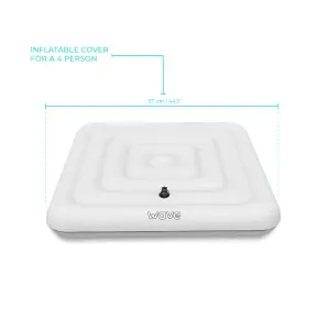 Wave Spa Square 4 Person Protective Thermal Efficient Inflatable Hot Tub Cover, White