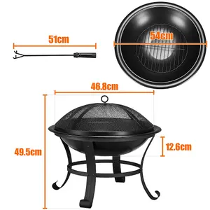 Yaheetech Outdoor Round Fire Pit with Mesh Screen Cover