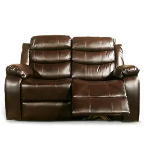 Venlo Brown Leather Like Manual Reclining 2 Seater Sofa