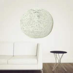 First Choice Lighting Abaca White 14" Globe Ceiling Light Shade