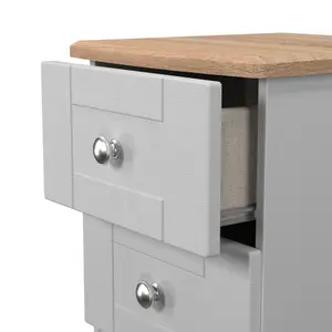 Sussex Ready assembled Grey & oak 2 Drawer Bedside chest (H)502mm (W)395mm (D)411mm