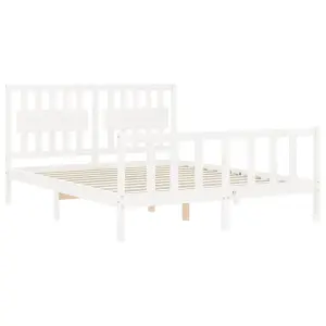 Berkfield Bed Frame with Headboard White 160x200 cm Solid Wood